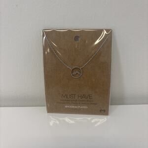 NWT‎ Rhodium Plated Silver Necklace Mountains Nature Gift Present Dainty Present